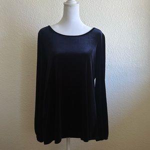 Adrianna Papell Navy Blue Velvet Top Size L New Womens Stretch Blouse Shirt